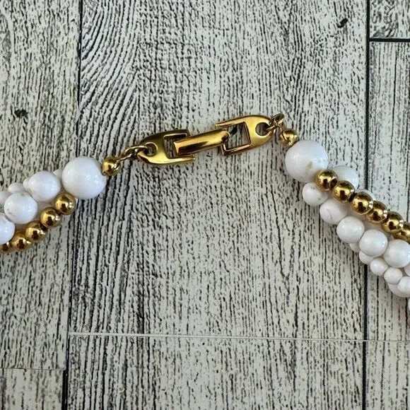 Napier White & Gold Tone Beaded Necklace - Picture 4 of 5